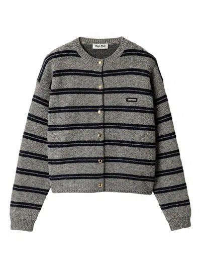 Miu Miu Women's Shetland Knit Cardigan In Grey
