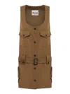 Miu Miu Short Gabardine Dress In Brown