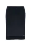 Miu Miu Women Dark Blue Stretch Silk Blend Skirt