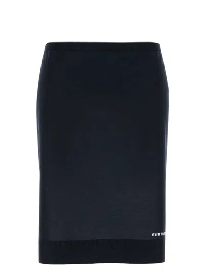 MIU MIU WOMEN'S SHORT WHITE NAVY KNIT SKIRT