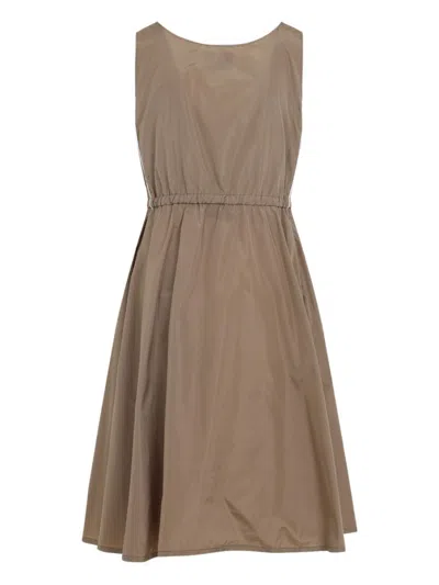 Miu Miu Women Silk Blend Mini Dress In Brown