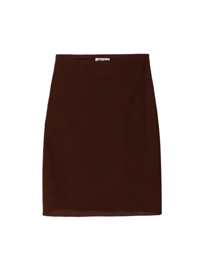 Miu Miu Women's Silk Mid-length Skirt In Brown