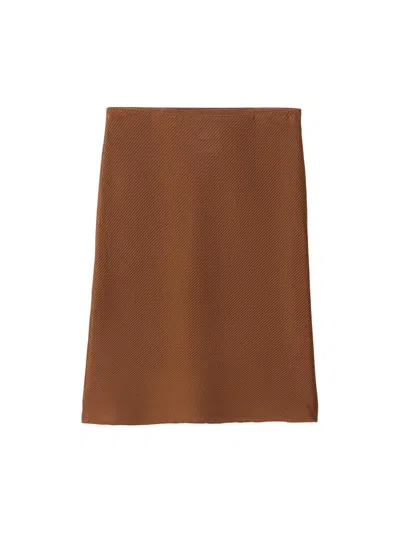 Miu Miu Women's Silk Mid-length Skirt In Brown