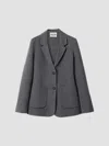 Miu Miu Single-breasted Double-layer Wool Coat In Gray