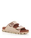 Miu Miu Canvas And Leather Sandals In Natural + Brandy