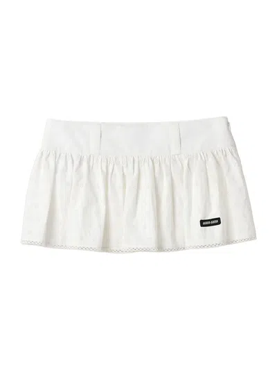 Miu Miu Jersey Miniskirt In White