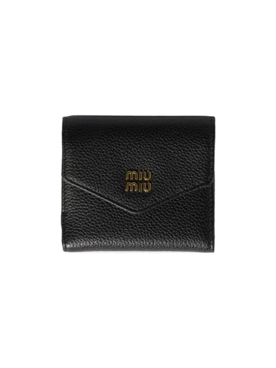 Miu Miu Women's Small Leather Wallet In Black