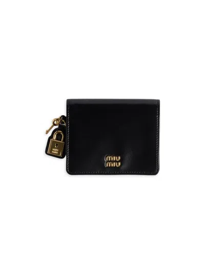 Miu Miu Women's Small Leather Wallet In Black