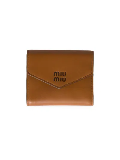 Miu Miu Women's Small Leather Wallet In Brown