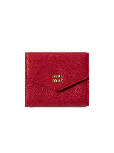 Miu Miu Women's Small Leather Wallet In Red