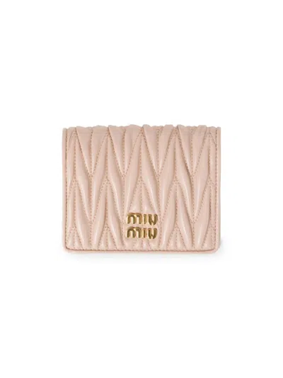 Miu Miu Women's Small Matelassé Nappa Leather Wallet In Sand