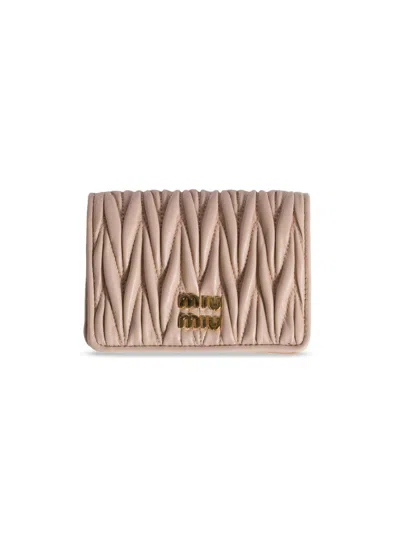 Miu Miu Women's Small Matelassé Nappa Leather Wallet In Sand