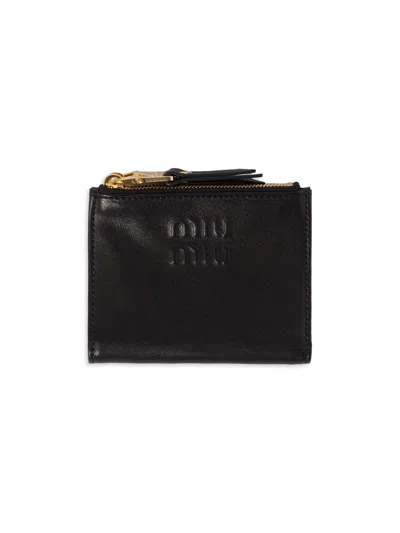 Miu Miu Women's Small Nappa Leather Wallet In Black