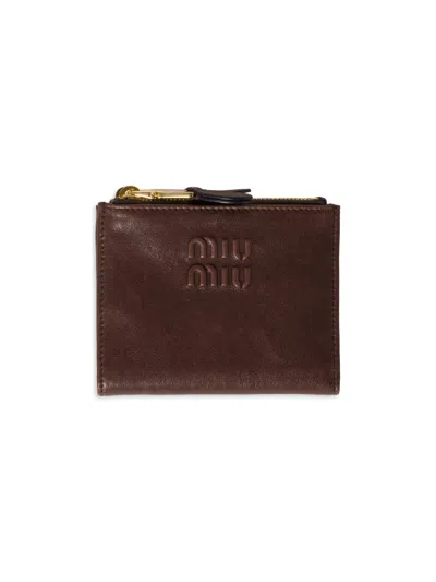 Miu Miu Women's Small Nappa Leather Wallet In Brown
