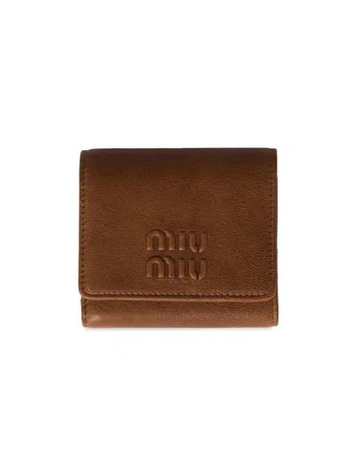 Miu Miu Women's Small Nappa Leather Wallet In Brown
