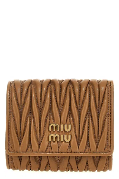 Miu Miu Small Folding Wallet In Cream