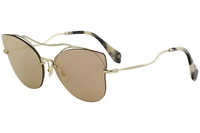 Pre-owned Miu Miu Women's Smu52s Smu/52s Zvn/6s0 Pale Gold Fashion Cat Eye Sunglasses 62mm In Brown