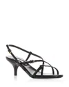 Miu Miu Miumiu Women Patent Leather Sandals With Buckles In Nero