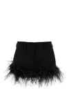 Miu Miu Feather-trimmed Grain De Poudre Miniskirt