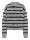Miu Miu Women Wool And Cashmere Cardigan In Gray