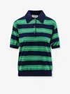 Miu Miu Striped Logo Motif Polo Shirt