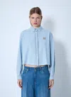 Miu Miu Striped Logo Motif Shirt In Blue