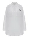 Miu Miu Women Striped Poplin Shirt In White