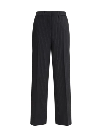 Miu Miu Women Striped Tailored Trousers In Black