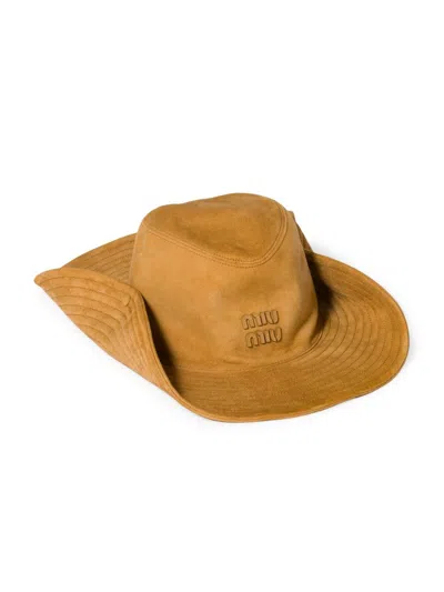 Miu Miu Women's Suede Cowboy Hat In Brown