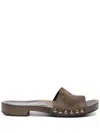 Miu Miu Women Suede Leather Sandals In Brown