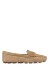 Miu Miu Suede Loafers In Ecru