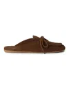Miu Miu Suede Sabots Rounded Toe Bow Detail In Brown