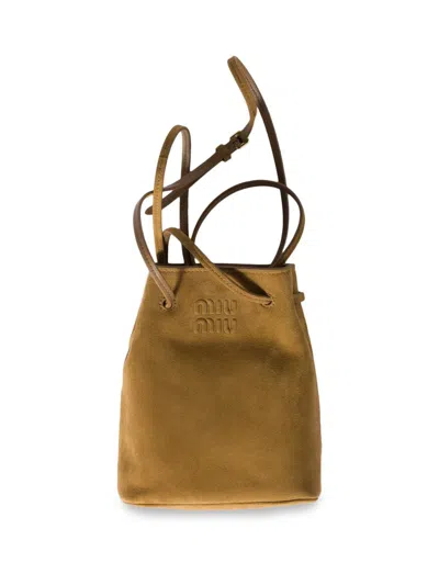 Miu Miu Women's Suede Pouch In Brown