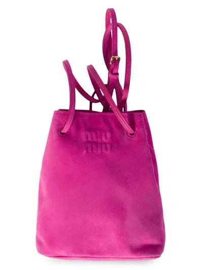 Miu Miu Women's Suede Pouch In Pink