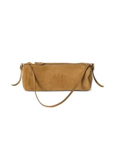 Miu Miu Women's Suede Pouch In Sand