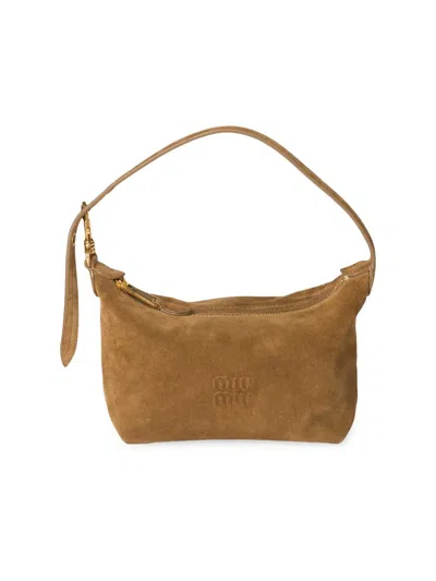 Miu Miu Women's Suede Pouch Top Handle Bag In Sand