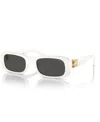 Miu Miu Logo Acetate Rectangular Sunglasses In White Ivory