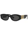 Miu Miu Logo Oval Acetate Sunglasses In Black
