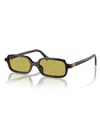 Miu Miu Logo-lettering Rectangle-frame Sunglasses In Black,green