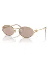 Miu Miu Metal Oval Sunglasses, 54mm In Pale Gold