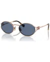 Miu Miu Womens Pink Mu 52ys Round-frame Branded-arm Metal Sunglasses In Pink Gold-tone