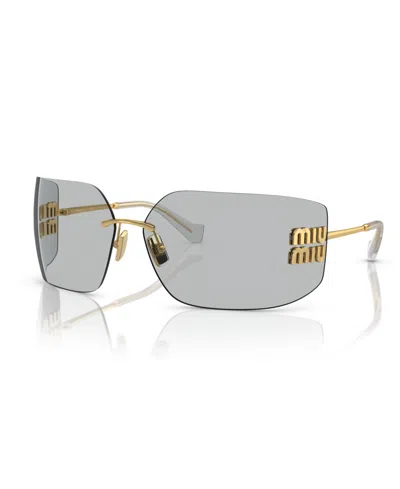 Miu Miu Mu 54ys 80 Rimless Titanium Wrap Sunglasses In Gold