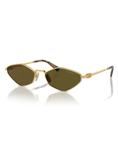 Miu Miu Women's Sunglasses, Mu 56zs In Gold,brown