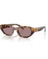 Miu Miu Logo Oval Acetate Sunglasses In Honey Havana