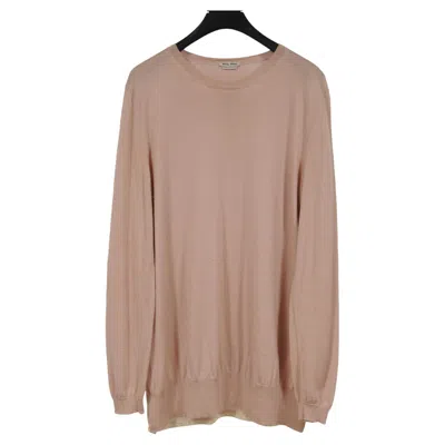 Pre-owned Miu Miu Women Sweater 46 Xxl Peach Tan Brown Pullover Embroidered Lace Layered