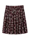 Miu Miu Tartan Patchwork Midi Skirt In Brown