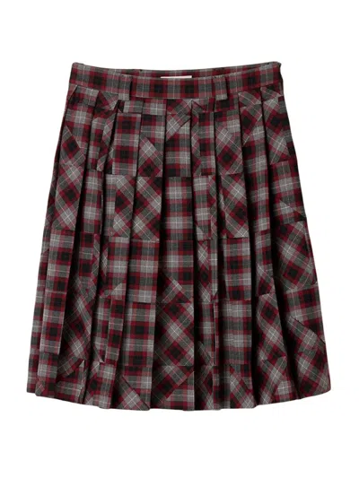 Miu Miu Tartan Patchwork Midi Skirt In Multi
