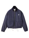 Miu Miu Technical Fabric Blouson Jacket In Blue