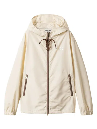 Miu Miu Women's Technical Fabric Blouson Jacket In Nude