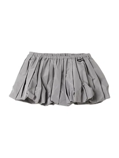Miu Miu Mid Length Skirt Pleated Design In Gray